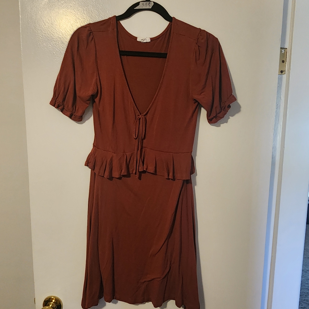 Ardene Rust Midi Dress with Ruffle Hem
